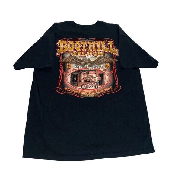 Boot Hill Saloon Bike Week Tee T-Shirt Y2K Daytona Beach Harley Eagle Men's  XL‎ - Picture 1 of 7